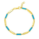 Turquoise Rectangle Links Bracelet (3.50 mm)