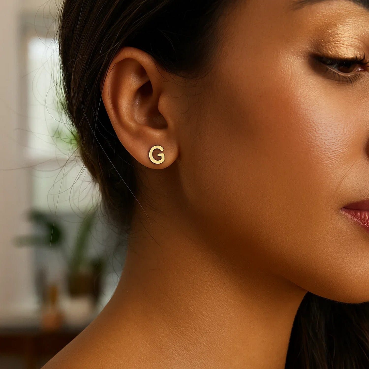 14K Yellow Gold Yours Truly Initial G Stud Earrings