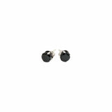 14k White Gold Stud Earrings with Black Cubic Zirconia(4mm)
