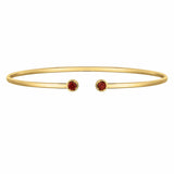 14K Yellow Gold Garnet Open Cuff Bangle (2.00 mm)