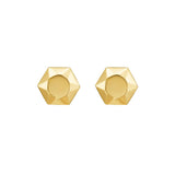 14K Yellow Gold Flat Back Hexagon Earrings