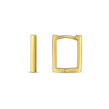 14k Yellow Gold Rectangle Huggie Hoops