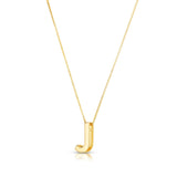 14K Yellow Gold Yours Truly Block Letter Initial J Necklace