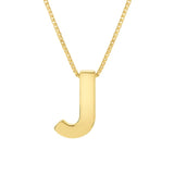 14K Yellow Gold Yours Truly Block Letter Initial J Necklace
