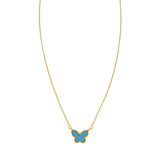 14K Yellow Gold Primavera Turquoise Butterfly Necklace