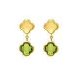 14K Yellow Gold Peridot Clover Gem Earrings