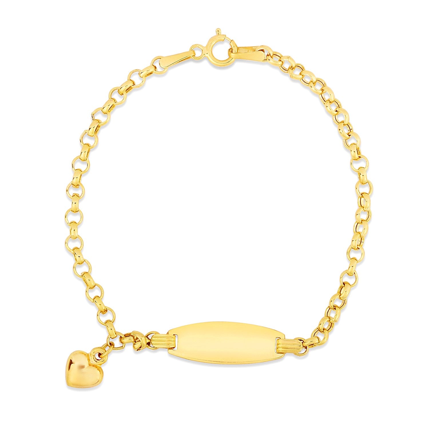 Heart Accented Childrens Cable Chain ID Bracelet (6.35 mm)