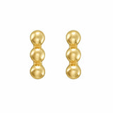 14K Yellow Gold Beaded Bar Post Earrings