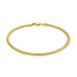 Two-Toned Fine Wheat Chain Bracelet in 10k Yellow and White Gold (3.00 mm)