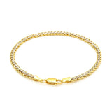Two-Toned Fine Wheat Chain Bracelet in 10k Yellow and White Gold (3.00 mm)