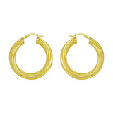 14K Yellow Gold Full Twist Medium Hoop Earrings