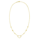 14K Yellow Gold Open Heart Station Necklace