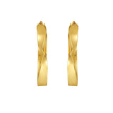 14K Yellow Gold Twisted Square Tube Hoop Earrings