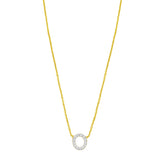 14K Yellow Gold Mini Diamond O Initial Pendant Necklace