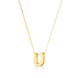 14K Yellow Gold Yours Truly Block Letter Initial U Necklace