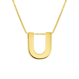 14K Yellow Gold Yours Truly Block Letter Initial U Necklace