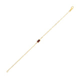 14K Yellow Gold Garnet Paperclip Bracelet (1.50 mm)
