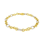 14k Two-Tone Gold Rope Motif Oval and Round Link Chain Bracelet (8.80 mm)