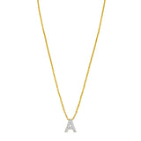 14K Yellow Gold Mini Diamond A Initial Pendant Necklace