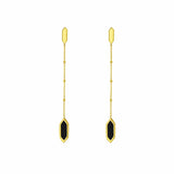 14K Yellow Gold Hexagon Onyx Drop Earrings