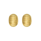 14K Yellow Gold Oval Button Earrings