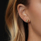 14K Yellow Gold Oval Button Earrings