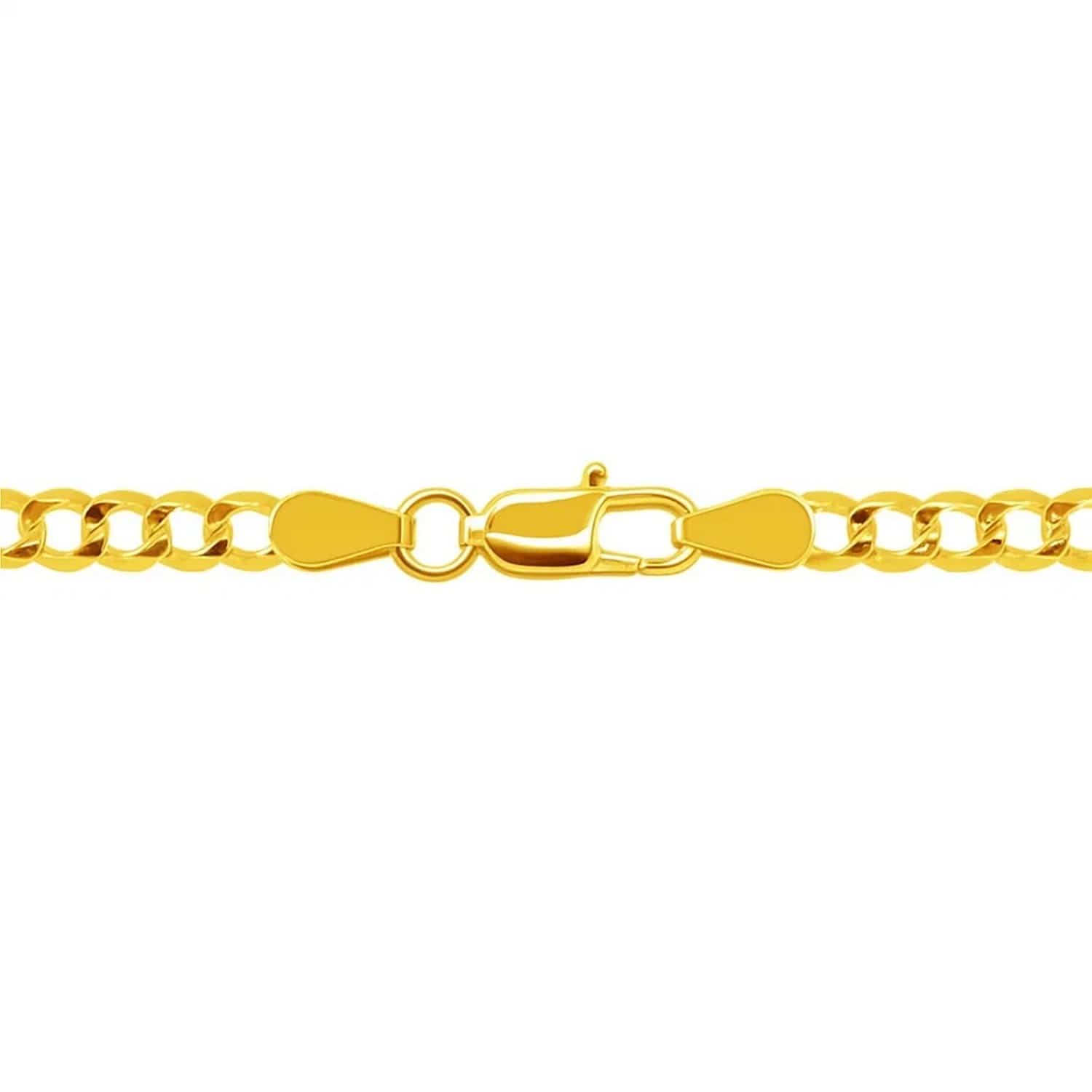 Solid Curb Chain 3.20 mm in 14k Yellow Gold, view 2