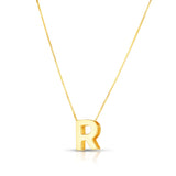 14K Yellow Gold Yours Truly Block Letter Initial R Necklace