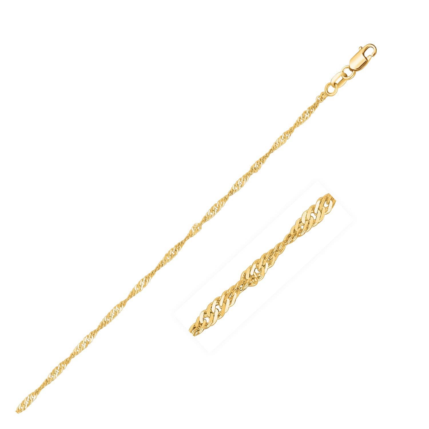Singapore Chain 1.30 mm in 14k Yellow Gold