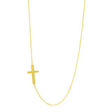 14k Yellow Gold Necklace with a Polished Cross Design