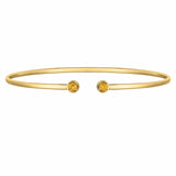 14K Yellow Gold Citrine Open Cuff Bangle (2.00 mm)
