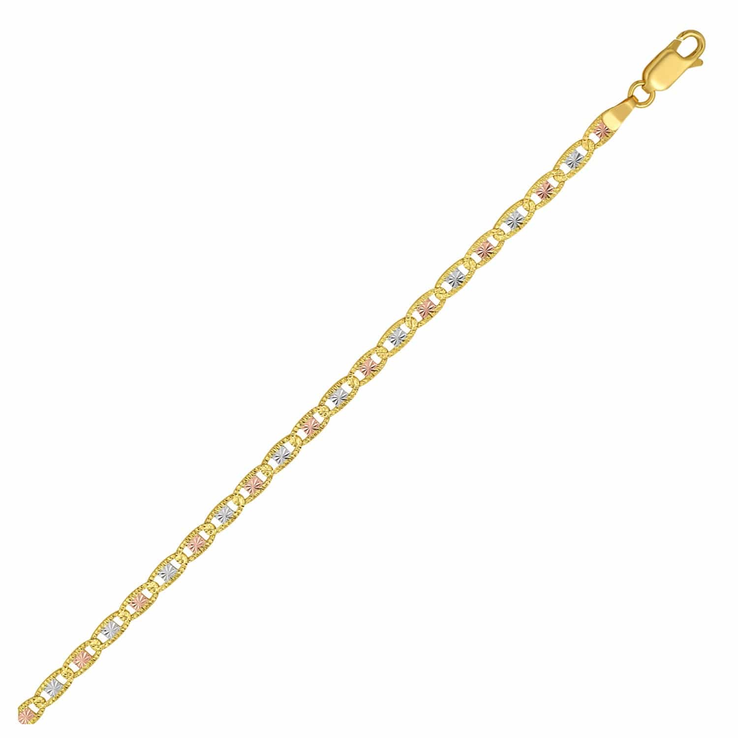 Pave Valentino Chain 3.50 mm in 14k Tri-Color Gold