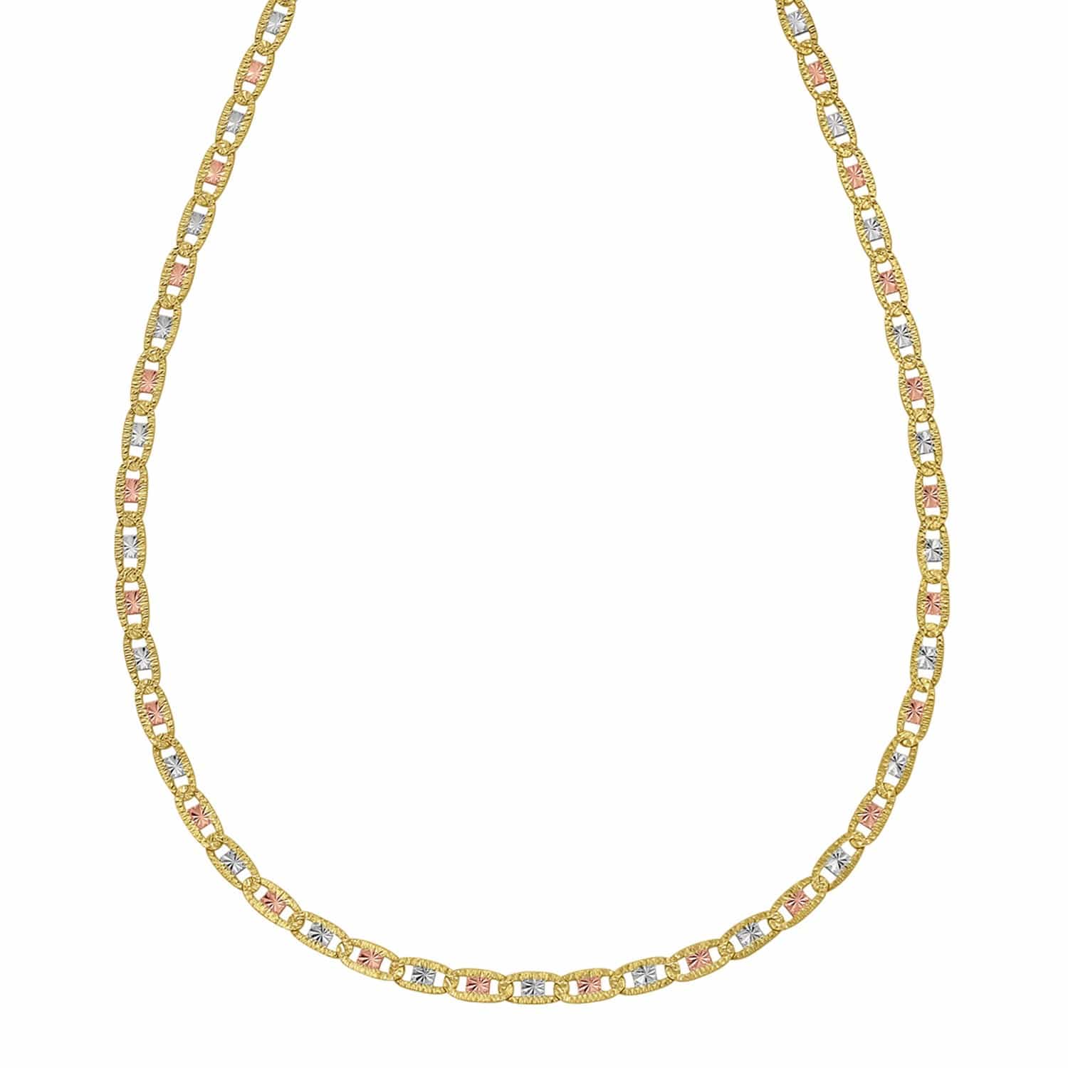 Pave Valentino Chain 3.50 mm in 14k Tri-Color Gold, view 2