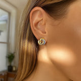 14k Two-Tone Gold Shiny Intertwined Open Circle Earrings