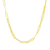 14k Yellow Gold Alternating Paperclip Chain Link and Gold Bar Necklace
