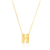 14K Yellow Gold Yours Truly Block Letter Initial H Necklace