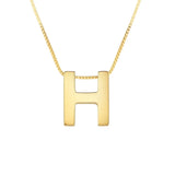14K Yellow Gold Yours Truly Block Letter Initial H Necklace