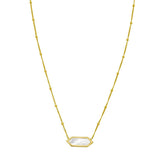 14K Yellow Gold Hexagon Mother Of Pearl Pendant Necklace