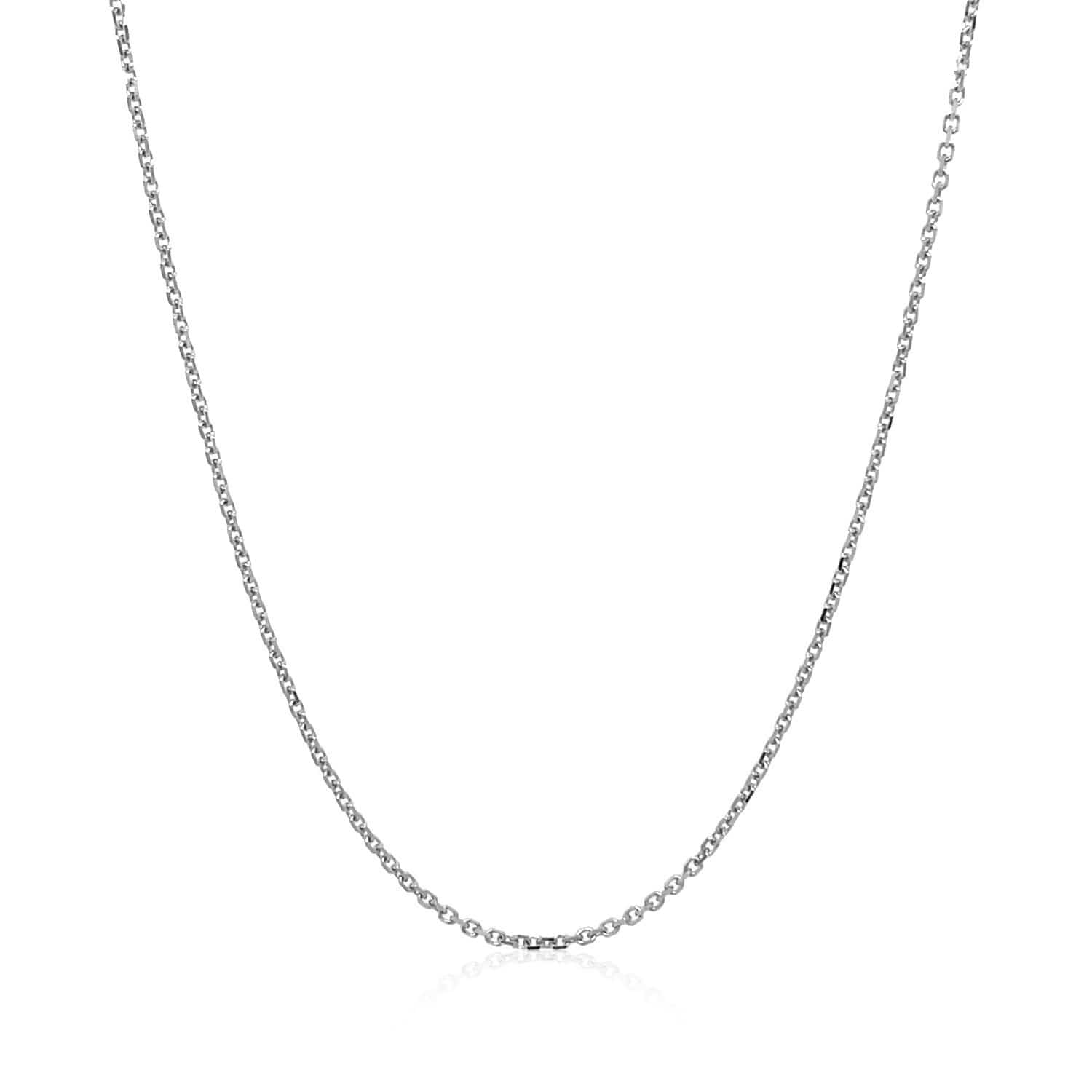 Diamond Cut Cable Link Chain 1.10 mm in 18k White Gold, view 2