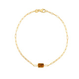 14K Yellow Gold Citrine Paperclip Bracelet (1.50 mm)