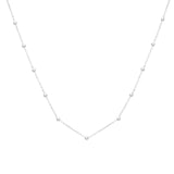 14K White Gold Saturn Bead Chain Necklace