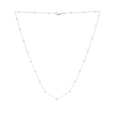 14K White Gold Saturn Bead Chain Necklace