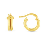 14K Yellow Gold Double Row Round Hoop Earrings (8.00 mm)