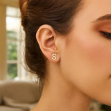 14K Yellow Gold Yours Truly Initial S Stud Earrings