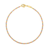 10K Yellow Gold Tricolor Diamond Cut Bead Bracelet
