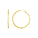 14K Yellow Gold Diamond Cut Hoop Earrings(2x30mm)