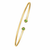 14K Yellow Gold Peridot Open Cuff Bangle (2.00 mm)