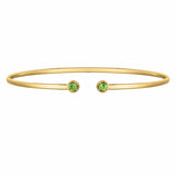 14K Yellow Gold Peridot Open Cuff Bangle (2.00 mm)