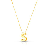 14K Yellow Gold Yours Truly Block Letter Initial S Necklace