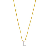 14K Yellow Gold Mini Diamond L Initial Pendant Necklace